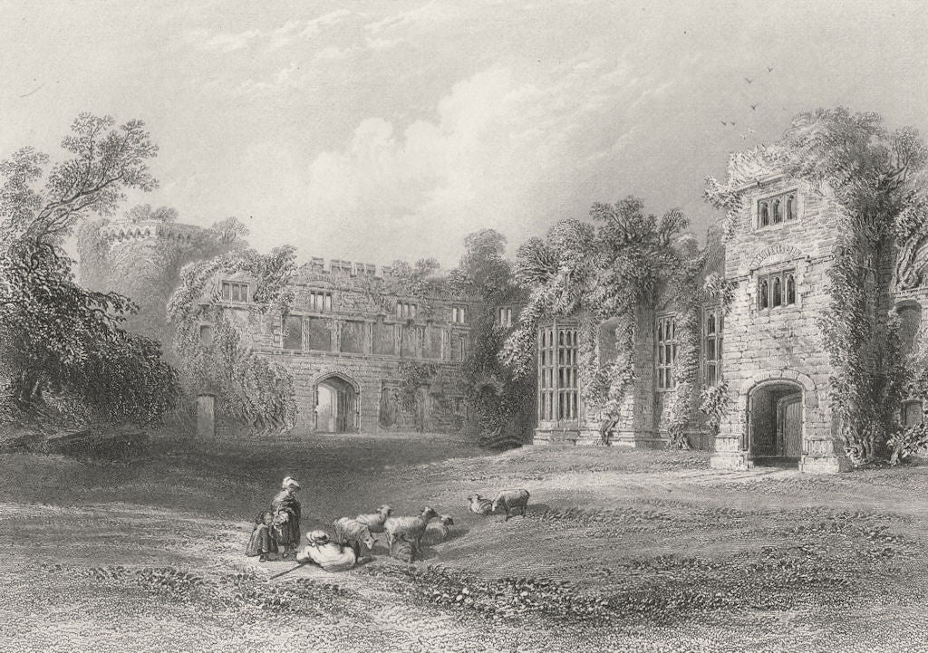 WALES. The paved stone court-Bartlett c1860 old antique vintage print picture